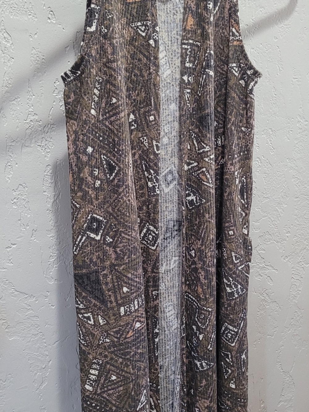 LuLaRoe Brown and Cream Aztec Print Sleeveless Duster